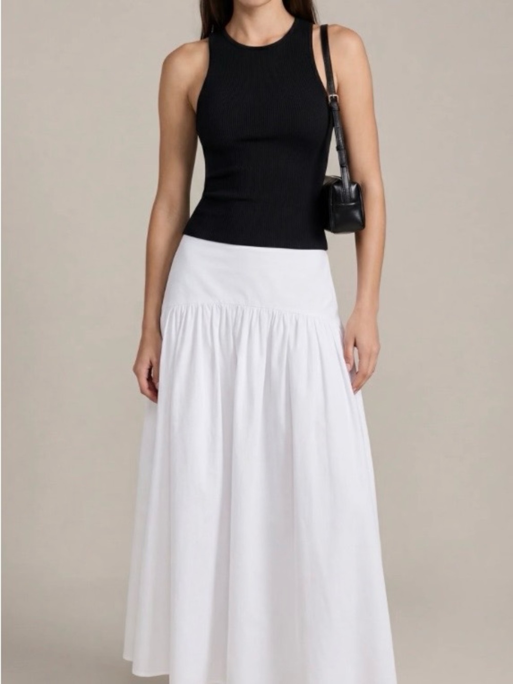 White flowy few moda caara Maxi Skirt with Gathered Waist size S